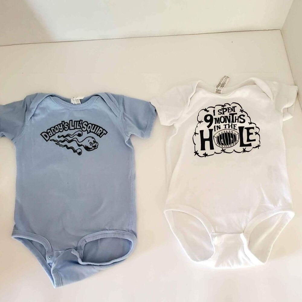 Rabbit Skins Baby One Piece Size 12 Months In Questionable Taste Lot Of Two